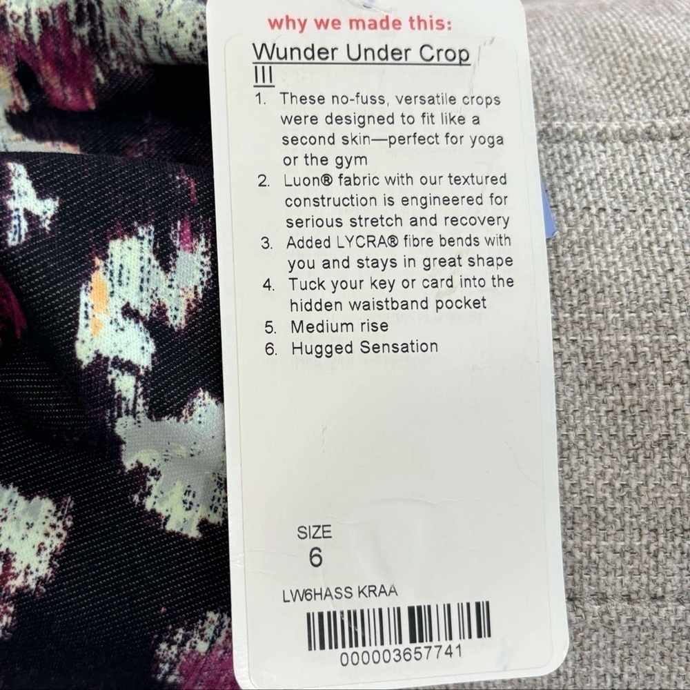 NWT Lululemon Wunder Under Crop III Kara Blossom Leggings Size 6 - Picture 5 of 6